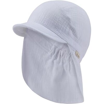 Sterntaler Unisex toppmössa med nackskydd av bomull, muslin, solhatt, Vit, 51 Sterntaler Unisex toppmössa med nackskydd av bomull, muslin, solhatt, Vit, 51
