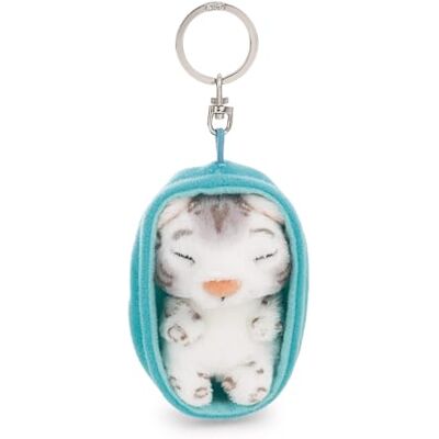 NICI Nyckelring, Sleeping Pets, Snöleopard 8 cm, i korgen, färgglad, trogen plyschföljeslagare för ryggsäck eller väska, nyckelhållare för små och stora 63161 NICI Nyckelring, Sleeping Pets, Snöleopard 8 cm, i korgen, färgglad, trogen plyschföljeslagare för ryggsäck eller väska, nyckelhållare för små och stora 63161