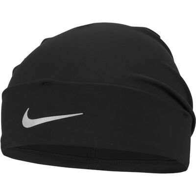 NIKE Unisex Peak Dri-Fit Cu Beanie, Svart/Silver, En Storlek NIKE Unisex Peak Dri-Fit Cu Beanie, Svart/Silver, En Storlek