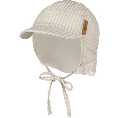 Sterntaler Skjortmössa för pojkar med nackskydd och knytband, tryckt med ränder, solhatt, Beige, 43 Sterntaler Skjortmössa för pojkar med nackskydd och knytband, tryckt med ränder, solhatt, Beige, 43