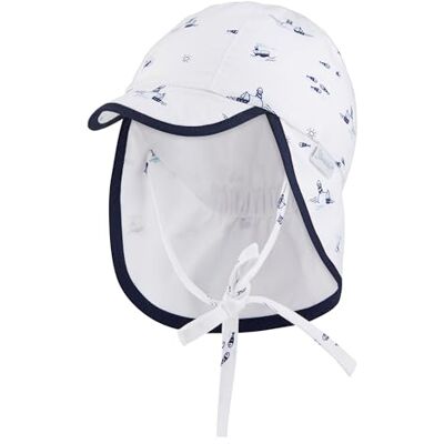 Sterntaler Skjortmössa med nackskydd tryckt med fyrtorn solhatt, Vit, 43 Sterntaler Skjortmössa med nackskydd tryckt med fyrtorn solhatt, Vit, 43