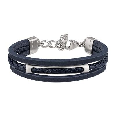 Breil armband B MIX för män av läder i blått och rostfritt stål element, med karbinhake, längd: 23 cm, TJ3087, Länge: 23 cm, Läder Rostfritt stål, Ingen ädelsten Breil armband B MIX för män av läder i blått och rostfritt stål element, med karbinhake, längd: 23 cm, TJ3087, Länge: 23 cm, Läder Rostfritt stål, Ingen ädelsten