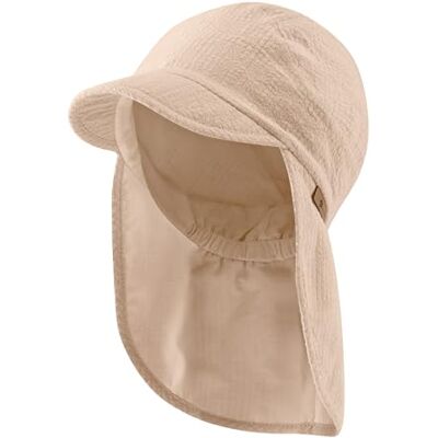 Sterntaler Unisex skärmmössa med nackskydd av bomull solhatt, Beige, 55 Sterntaler Unisex skärmmössa med nackskydd av bomull solhatt, Beige, 55