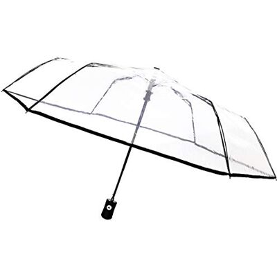 SMATI SMARTBULLE Transparent Folding Umbrella Kompakt; Robust; Vindskydd; Automatisk öppning; Diameter=98cm; Paraply för män/kvinnor; Färg: BLACK Edge. SMATI SMARTBULLE Transparent Folding Umbrella Kompakt; Robust; Vindskydd; Automatisk öppning; Diameter=98cm; Paraply för män/kvinnor; Färg: BLACK Edge.