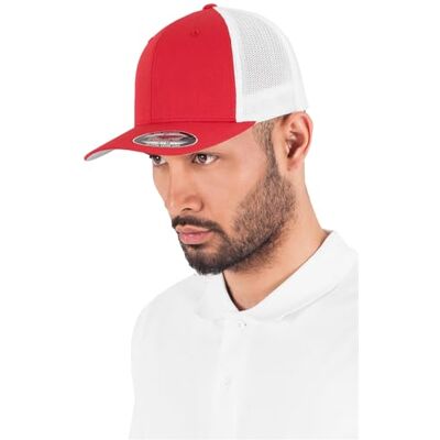 Flexfit Unisex keps Mesh Trucker 2-tons, tvåfärgad truckerkeps, en storlek – L/XL, Röd/vit, En Storlek Flexfit Unisex keps Mesh Trucker 2-tons, tvåfärgad truckerkeps, en storlek – L/XL, Röd/vit, En Storlek