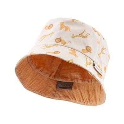 Sterntaler Unisex barn fiskehatt tryckt med lejon och giraff solhatt, natur, 47 Sterntaler Unisex barn fiskehatt tryckt med lejon och giraff solhatt, natur, 47
