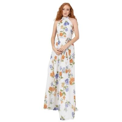 Anaya with Love Anaya med kärlek kvinnor maxiklänning dam ärmlös hållare hals midja rosett slips bälte skjorta bridesmaid bröllop gäst bal boll gown, elfenbensvönstrad blomma blomma blomma 42, Ivory blommigt tryck, Anaya with Love Anaya med kärlek kvinnor maxiklänning dam ärmlös hållare hals midja rosett slips bälte skjorta bridesmaid bröllop gäst bal boll gown, elfenbensvönstrad blomma blomma blomma 42, Ivory blommigt tryck,