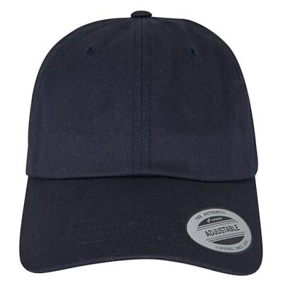 Flexfit Yupoong Low Profile Cotton Twill Unisex Dad Hat Cap för kvinnor och män, 6 paneler, baseballkeps, unstructured med mässingslås, mörk marinblå, one size Flexfit Yupoong Low Profile Cotton Twill Unisex Dad Hat Cap för kvinnor och män, 6 paneler, baseballkeps, unstructured med mässingslås, mörk marinblå, one size