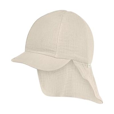 Sterntaler Unisex skärmmössa med nackskydd med hög bomullshalt solhatt, Beige, 47 Sterntaler Unisex skärmmössa med nackskydd med hög bomullshalt solhatt, Beige, 47