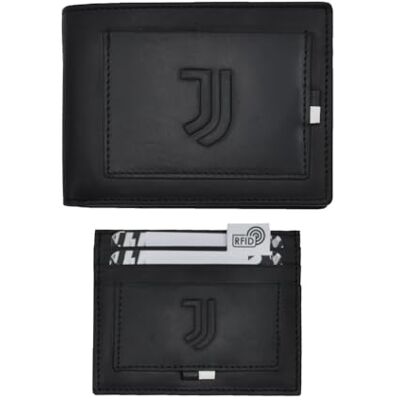 JUVENTUS Set plånbok och korthållare i 100% läder 133441, Svart, Standard, Samtida JUVENTUS Set plånbok och korthållare i 100% läder 133441, Svart, Standard, Samtida