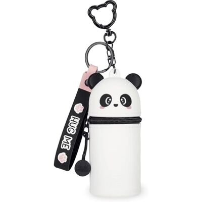 LEGAMI Myntväska med nyckelring mini Kawaii, Panda-tema, med spiralring, karbinhake och handledsrem, i silikon, 5 x 12 x 5 cm LEGAMI Myntväska med nyckelring mini Kawaii, Panda-tema, med spiralring, karbinhake och handledsrem, i silikon, 5 x 12 x 5 cm
