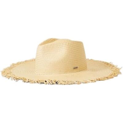 BRIXTON Jo Straw Frayed Fedora för kvinnor, Honung, S BRIXTON Jo Straw Frayed Fedora för kvinnor, Honung, S