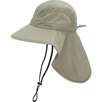 CHILLOUTS Solhatt med Nackskydd Damer/Herrar safarihatt strandhatt hakband Vår-sommar Sommar S/M (55-57 cm) beige CHILLOUTS Solhatt med Nackskydd Damer/Herrar safarihatt strandhatt hakband Vår-sommar Sommar S/M (55-57 cm) beige