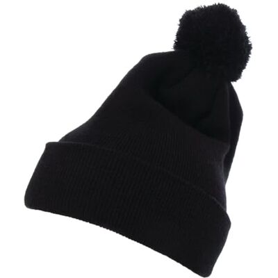 Flexfit Unisex Cuffed Pom Knit Beanie-mössa, svart, En Storlek Flexfit Unisex Cuffed Pom Knit Beanie-mössa, svart, En Storlek