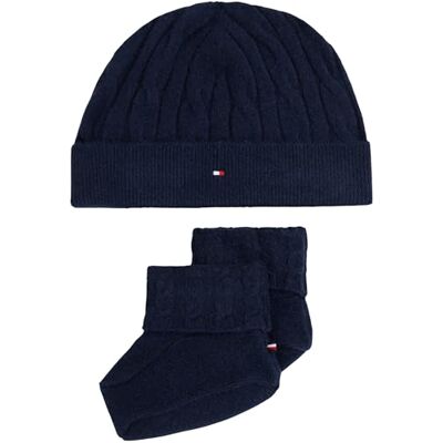 Tommy Hilfiger unisex kabel stickad mössa + stövlar KN0KN02157 andra kläder set, blå (mörk natt marinblå), en storlek, Blå (mörk natt marinblå), one size Tommy Hilfiger unisex kabel stickad mössa + stövlar KN0KN02157 andra kläder set, blå (mörk natt marinblå), en storlek, Blå (mörk natt marinblå), one size
