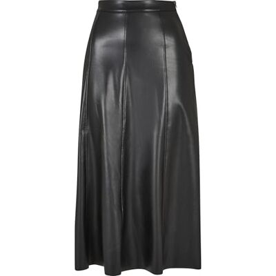 Urban Classics Damer syntetiskt läder midikjol kvinnor lång kjol svart basics, streetwear, svart, S Urban Classics Damer syntetiskt läder midikjol kvinnor lång kjol svart basics, streetwear, svart, S