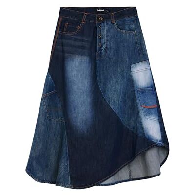 Desigual Fal_Patch Clo Skirt för kvinnor, Blå, M Desigual Fal_Patch Clo Skirt för kvinnor, Blå, M