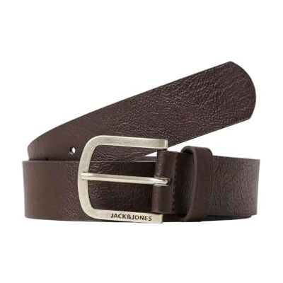 JACK & JONES mäns läderbälte läderbälte med logotyp metallspänne, Brun (svart kaffe svart kaffe), 95 JACK & JONES mäns läderbälte läderbälte med logotyp metallspänne, Brun (svart kaffe svart kaffe), 95