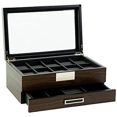 Decorebay Executive Wooden Watch Box Valet Box Sunglasses and Jewelry Box Storage Organizer (Sweetheart) (Brown) Decorebay Executive Wooden Watch Box Valet Box Sunglasses and Jewelry Box Storage Organizer (Sweetheart) (Brown)