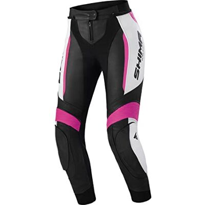 SHIMA Miura 2.0 Motorcykelbyxor – läder, kvinnor, sportbyxor med höfter och knäskydd, perforerat läder, elastiska paneler, för 2-delad kostym (34, rosa) SHIMA Miura 2.0 Motorcykelbyxor – läder, kvinnor, sportbyxor med höfter och knäskydd, perforerat läder, elastiska paneler, för 2-delad kostym (34, rosa)