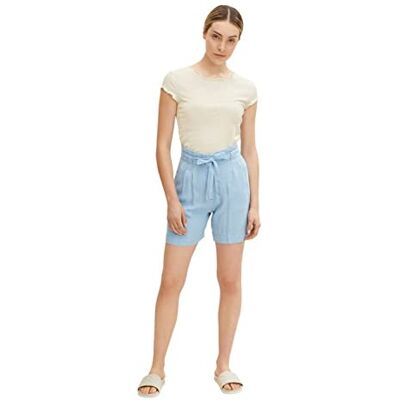 TOM TAILOR Damer tygshorts med bälte 1031282, 10110 Blue Denim, 40 TOM TAILOR Damer tygshorts med bälte 1031282, 10110 Blue Denim, 40