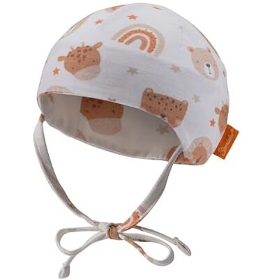 Sterntaler Beanie-mössa med knytband med tryck på djuransikten, Ljusgrå, 35 Sterntaler Beanie-mössa med knytband med tryck på djuransikten, Ljusgrå, 35