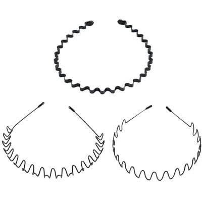 Cheerhom 3 stycken metallhårband, våghårband män kvinnor med halkfria tänder, svart halkfritt elastiskt mode hårband hårstyling tillbehör för sport, fitness. Cheerhom 3 stycken metallhårband, våghårband män kvinnor med halkfria tänder, svart halkfritt elastiskt mode hårband hårstyling tillbehör för sport, fitness.