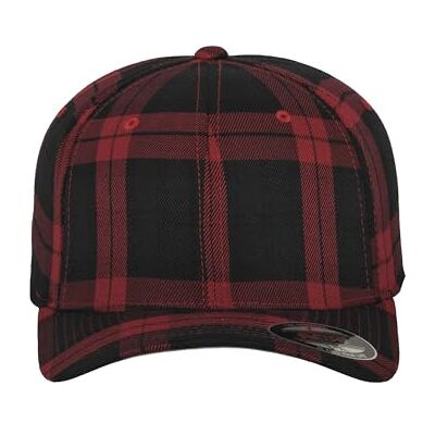 Flexfit Tartan pläd svart grå ullkammad stretchig, monterad keps Basecap, blk/röd, L/XL Flexfit Tartan pläd svart grå ullkammad stretchig, monterad keps Basecap, blk/röd, L/XL