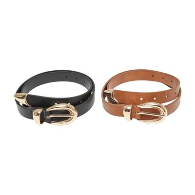Urban Classics Women's TB7211A-Chunky Buckle Loop syntetiskt läder 2-pack bälte, svart/guld brun/guld, L/XL, Svart/guld + brun/guld, L/XL Urban Classics Women's TB7211A-Chunky Buckle Loop syntetiskt läder 2-pack bälte, svart/guld brun/guld, L/XL, Svart/guld + brun/guld, L/XL