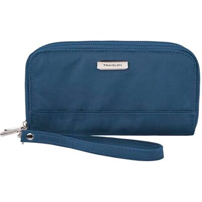 Travelon RFID-blockerande plånbok med dubbel dragkedja, BLÅ, 7.5”W x 4”H x 1.25”D, Rfid blockerande plånbok med dubbel dragkedja Travelon RFID-blockerande plånbok med dubbel dragkedja, BLÅ, 7.5”W x 4”H x 1.25”D, Rfid blockerande plånbok med dubbel dragkedja