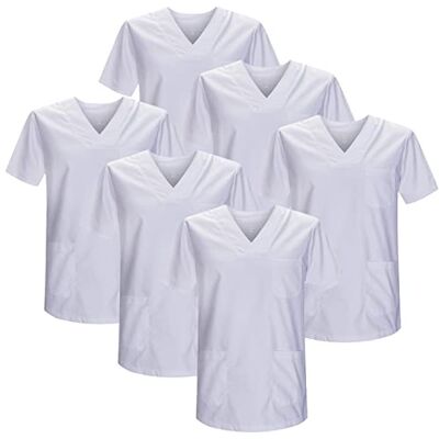 MISEMIYA Pack AV 6 enheter Sanitär Casaca Unisex MEDISK Sjuksköterska Uniform Sanitär, Vit 21, S MISEMIYA Pack AV 6 enheter Sanitär Casaca Unisex MEDISK Sjuksköterska Uniform Sanitär, Vit 21, S