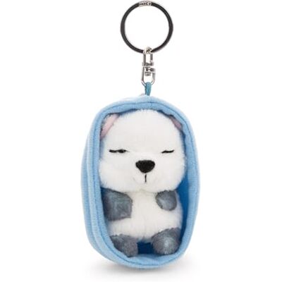 NICI Nyckelring, Sleeping Pets, fjällräv 8 cm, i korgen, färgglad, trogen plyschföljeslagare för ryggsäck eller väska, nyckelhållare för små och stora 63169 NICI Nyckelring, Sleeping Pets, fjällräv 8 cm, i korgen, färgglad, trogen plyschföljeslagare för ryggsäck eller väska, nyckelhållare för små och stora 63169