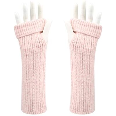 WKF Tjock ull vinter varm mysig handske, stickade armvärmare, långa fingerlösa handskar .., Rosa handske, One Size WKF Tjock ull vinter varm mysig handske, stickade armvärmare, långa fingerlösa handskar .., Rosa handske, One Size