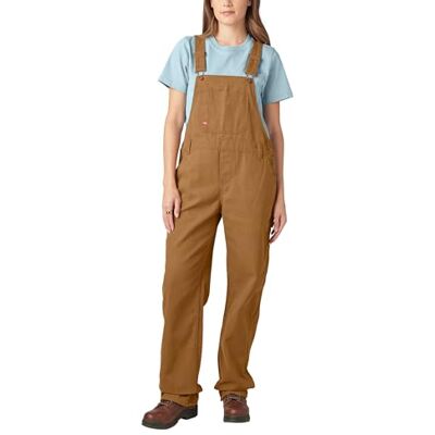 Dickies , dam, hängselbyxor i avslappnad stil med raka ben, Rinsed Brown Anka, XXL Dickies , dam, hängselbyxor i avslappnad stil med raka ben, Rinsed Brown Anka, XXL