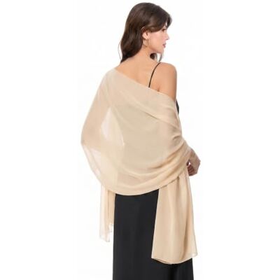 Baoqiya Damsjalar och sjalar för aftonklänning, chiffongsjal, mjuk elegant silkeslen pashmina-tyg, bröllops-/brudsjal, Champagne, Length(79") * Width(19") Baoqiya Damsjalar och sjalar för aftonklänning, chiffongsjal, mjuk elegant silkeslen pashmina-tyg, bröllops-/brudsjal, Champagne, Length(79") * Width(19")