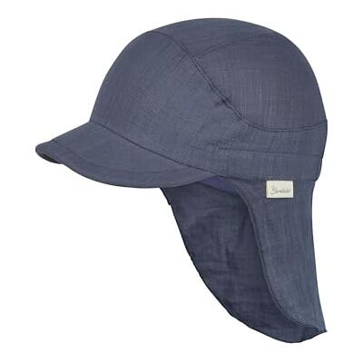 Sterntaler Unisex toppmössa med nackskydd av bomull, muslin, solhatt, blå, 49 Sterntaler Unisex toppmössa med nackskydd av bomull, muslin, solhatt, blå, 49