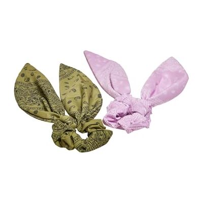Urban Classics Unisex bandana tryck scrunchies med XXL båge 2-pack pannband, kaki/ljuslila, en storlek Urban Classics Unisex bandana tryck scrunchies med XXL båge 2-pack pannband, kaki/ljuslila, en storlek