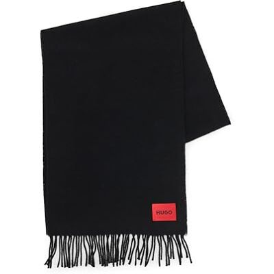 HUGO Twisted Fringe Wool Scarf, black currant, PCE. HUGO Twisted Fringe Wool Scarf, black currant, PCE.