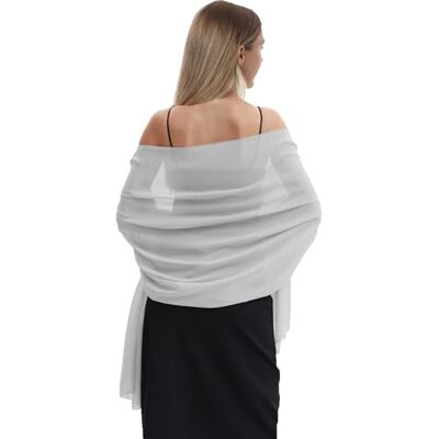 Hotshawl Chiffongsjalar och schalar för aftonklänningar, för damer, elegant mjuk halsduk brud scarf bröllop schal, grå1, one size Hotshawl Chiffongsjalar och schalar för aftonklänningar, för damer, elegant mjuk halsduk brud scarf bröllop schal, grå1, one size