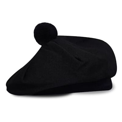 UMAM skotsk traditionell tam o' Shatner akryl ull tammy hatt platt hätta kilt många tartaner, Svart vanlig 022tcp, one size UMAM skotsk traditionell tam o' Shatner akryl ull tammy hatt platt hätta kilt många tartaner, Svart vanlig 022tcp, one size