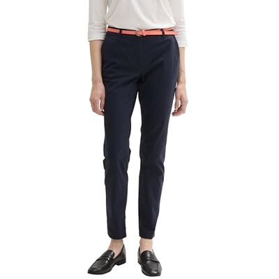 TOM TAILOR Damer Enkla chinobyxor med bälte 1016542, 10668 Sky Captain Blue, 44W / 30L TOM TAILOR Damer Enkla chinobyxor med bälte 1016542, 10668 Sky Captain Blue, 44W / 30L