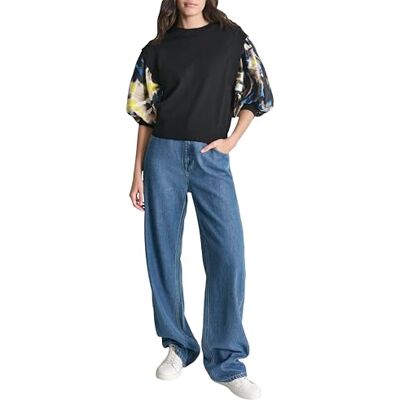 DKNY , Damer 3/4 SLV PRNTD SCRF T, BK/ABST Tiger, XXS, Bk/Abst Tiger, XL DKNY , Damer 3/4 SLV PRNTD SCRF T, BK/ABST Tiger, XXS, Bk/Abst Tiger, XL