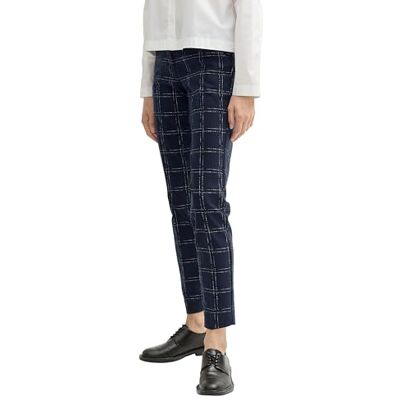 TOM TAILOR dam Mia Slim Fit byxor, 35889 – delikat marinblå kontrolldesign, 38W / 30L TOM TAILOR dam Mia Slim Fit byxor, 35889 – delikat marinblå kontrolldesign, 38W / 30L