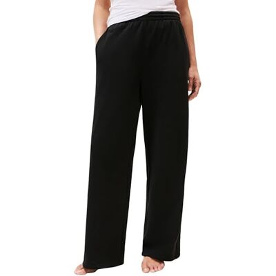 Tommy Hilfiger kvinnor breda benbyxor (EXT.STORLEKAR) UW0UW06180 byxor, svart, L, svart (svart), L Tommy Hilfiger kvinnor breda benbyxor (EXT.STORLEKAR) UW0UW06180 byxor, svart, L, svart (svart), L