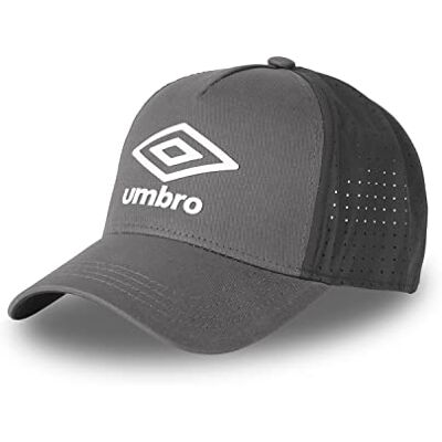Umbro Justerbar keps för män och kvinnor, Truckermössa, mjuk, atletisk och originell, Grå vit logotyp, One size Umbro Justerbar keps för män och kvinnor, Truckermössa, mjuk, atletisk och originell, Grå vit logotyp, One size