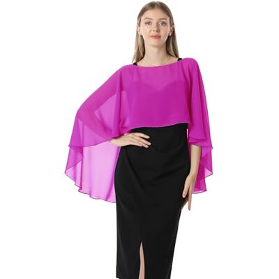 Hotshawl capelet för kvinnor, chiffong-cape, sjalar och täckplagg för aftonklänning bröllopsklänningar, Rosa, en storlek Hotshawl capelet för kvinnor, chiffong-cape, sjalar och täckplagg för aftonklänning bröllopsklänningar, Rosa, en storlek