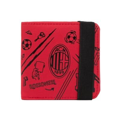 A.C. Milan Elastisk stängning plånbok, korthållare för AC Milan-logotyp, officiell produkt, röd A.C. Milan Elastisk stängning plånbok, korthållare för AC Milan-logotyp, officiell produkt, röd