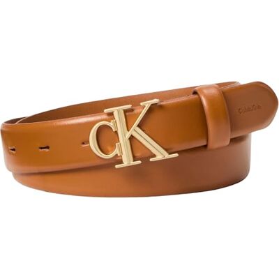 Calvin kvinnors runda Ck spänne 30 mm bälte slät LV04F7074G bälten, brun, 110 Calvin kvinnors runda Ck spänne 30 mm bälte slät LV04F7074G bälten, brun, 110