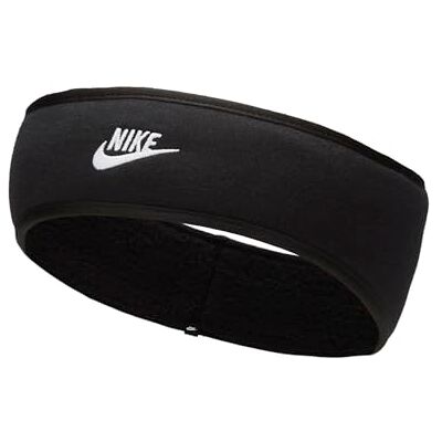 NIKE W Club fleece pannband för kvinnor i färgen svart/vit, storlek: En storlek, N.100.4360.010.OS NIKE W Club fleece pannband för kvinnor i färgen svart/vit, storlek: En storlek, N.100.4360.010.OS