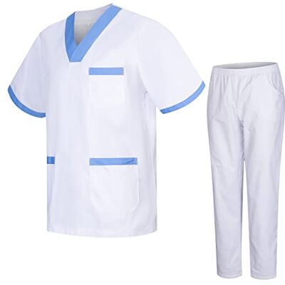 MISEMIYA – unisex skrubbset – medicinsk uniform med topp och byxor 817-8312-BLANCO, Banco 8171-2, S MISEMIYA – unisex skrubbset – medicinsk uniform med topp och byxor 817-8312-BLANCO, Banco 8171-2, S